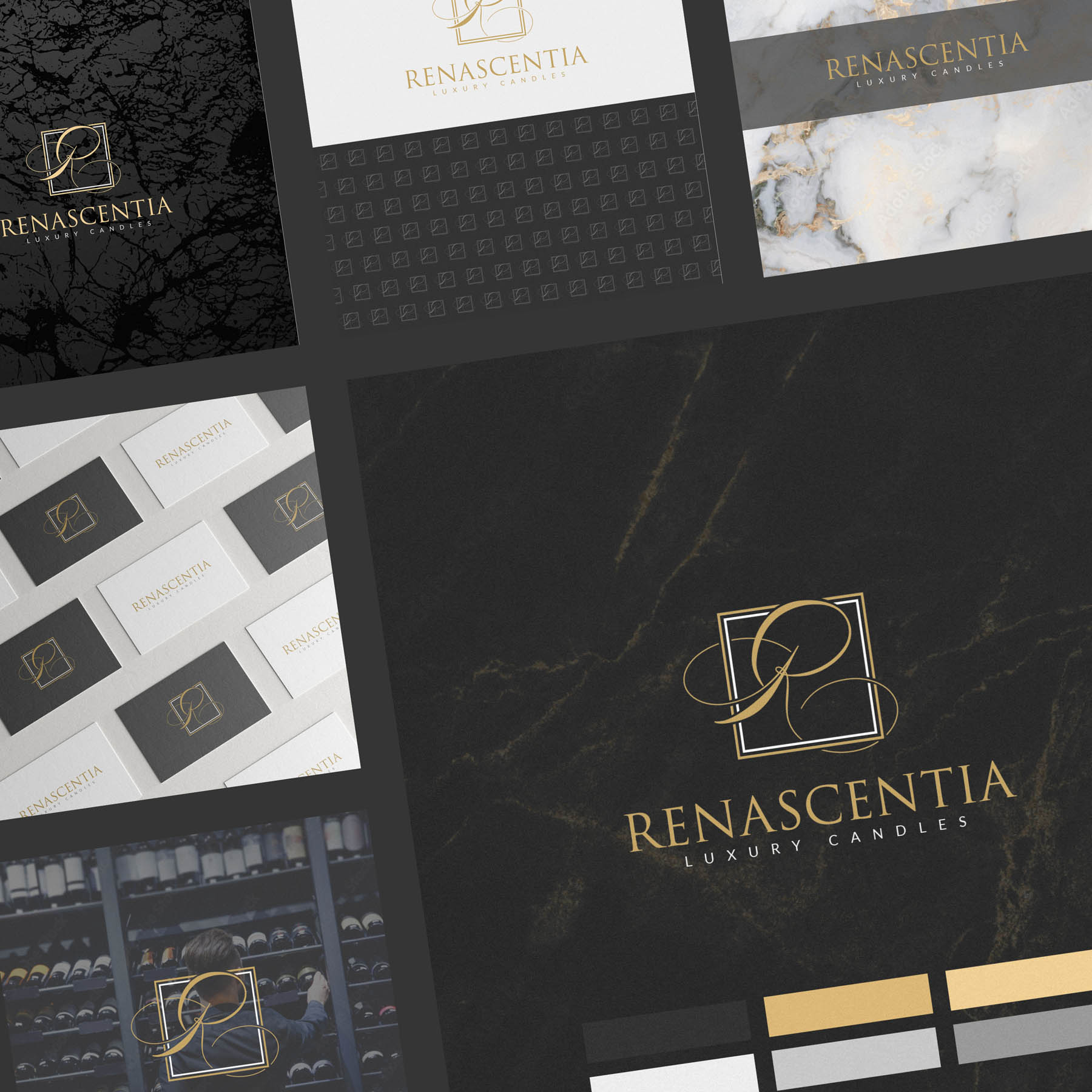 Renascentia luxury candle brand identity logo design london 22