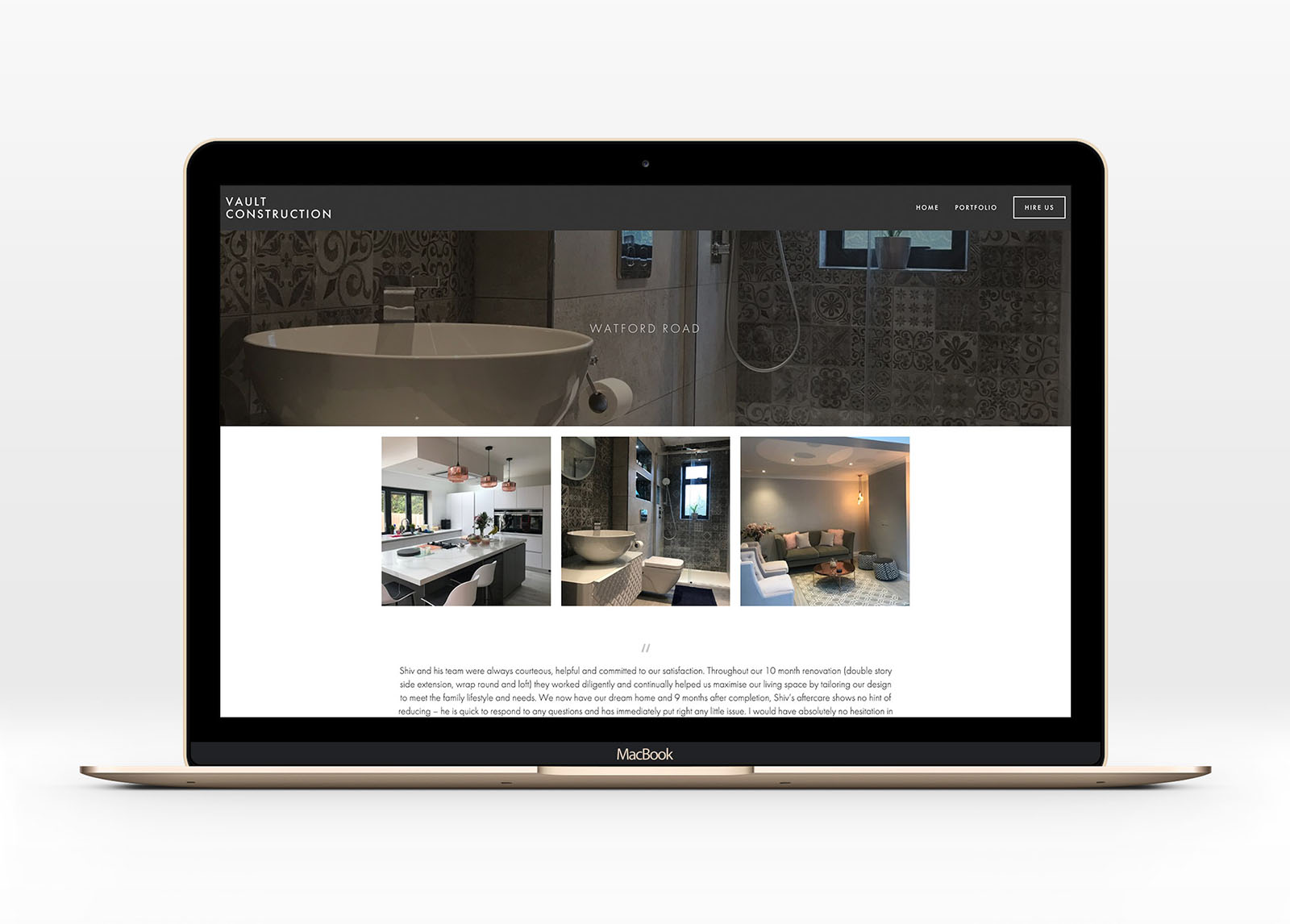 Vault Construction website design interior design and developers web design