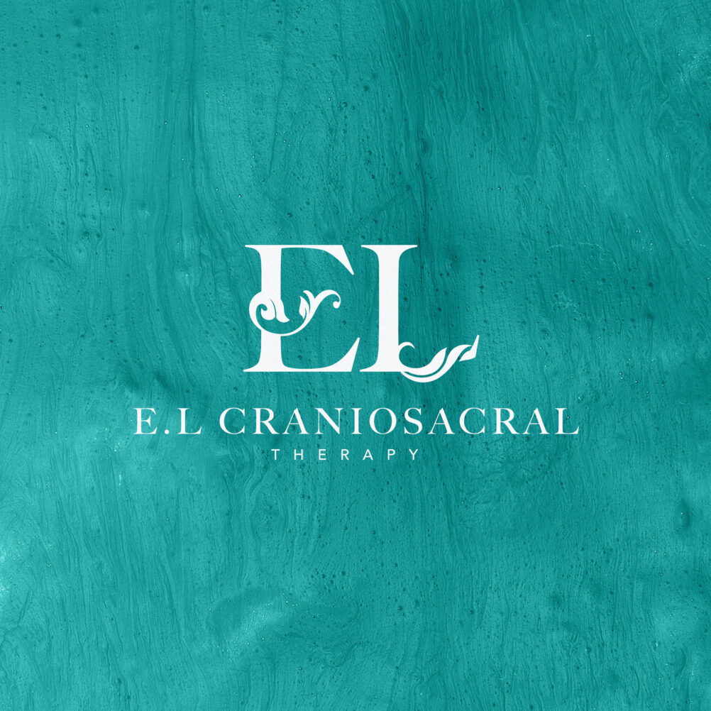 high end therapy brand identity design teal copper monogram el 1
