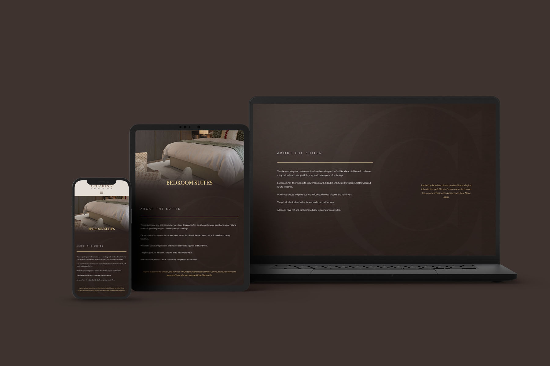 Exclusive luxury hospitality website - multiple device showcase