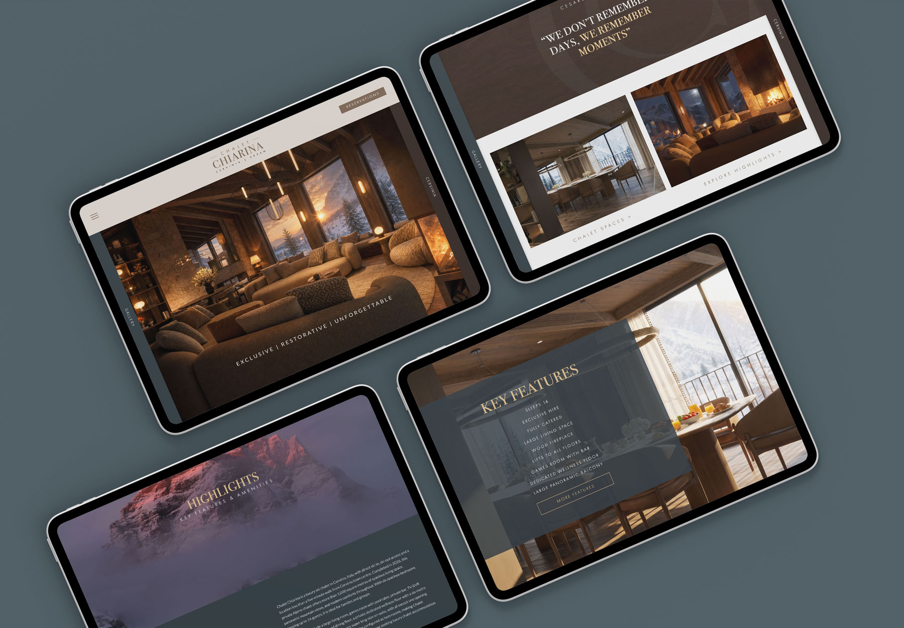 Exclusive luxury hospitality website - preview on tablets
