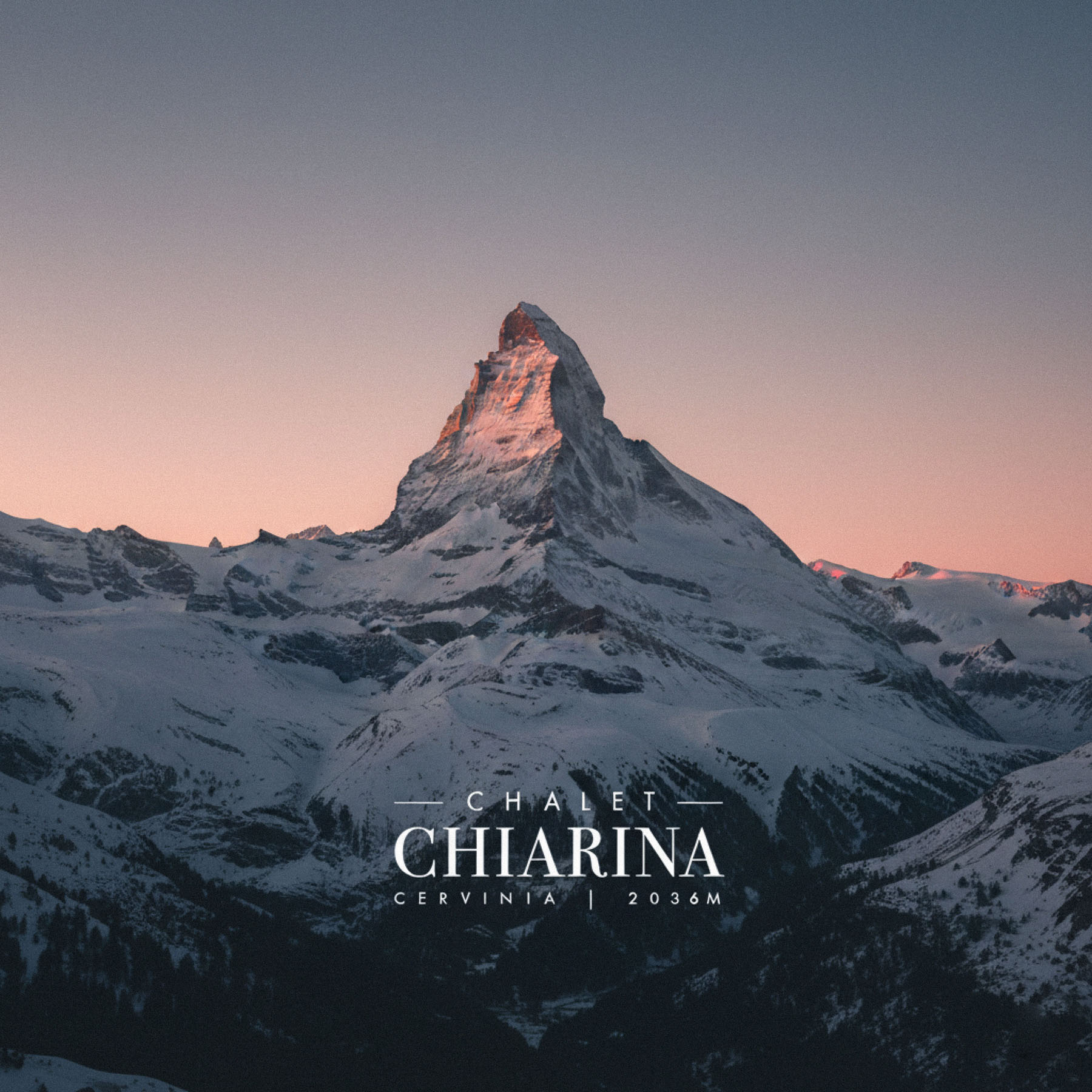 luxury chalet cervinia brand identity design - the logo with the mountains behind