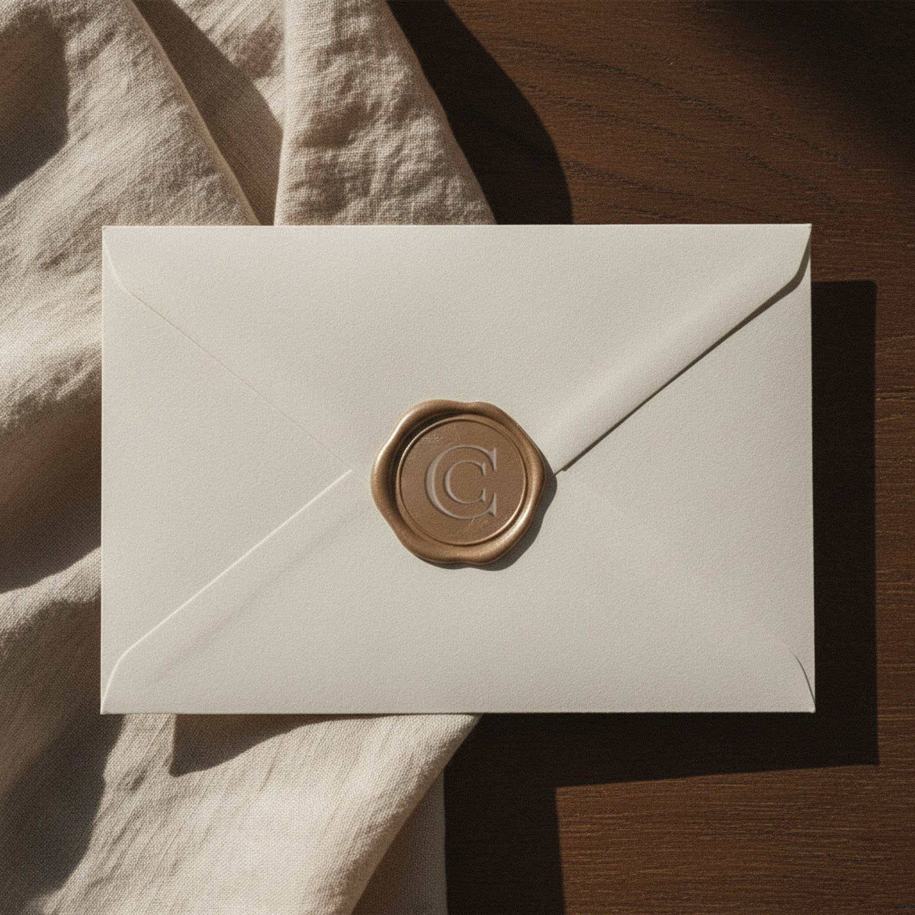 luxury chalet cervinia brand identity design - a welcome envelop with wax seal