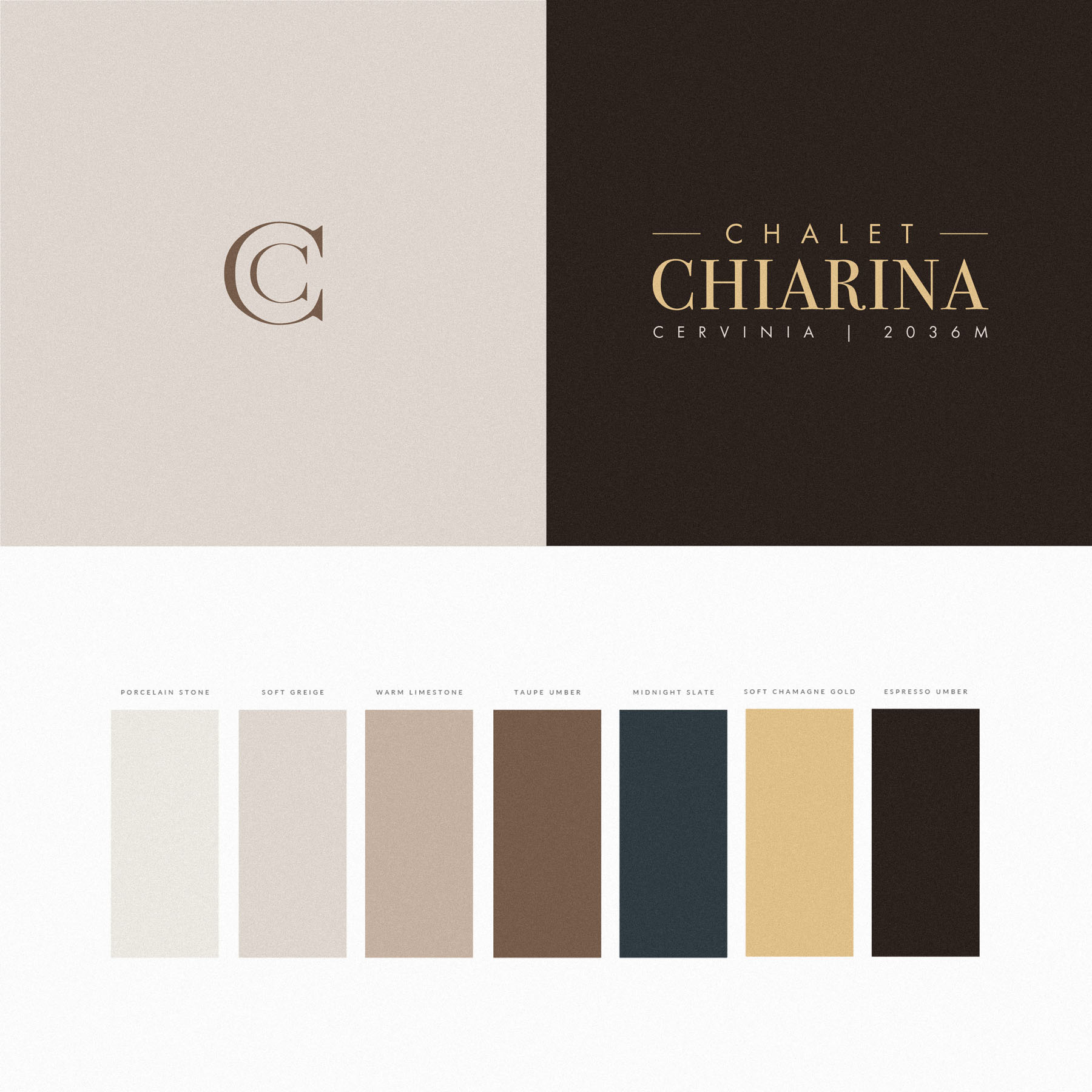 luxury chalet cervinia brand identity design - the brand colour palette