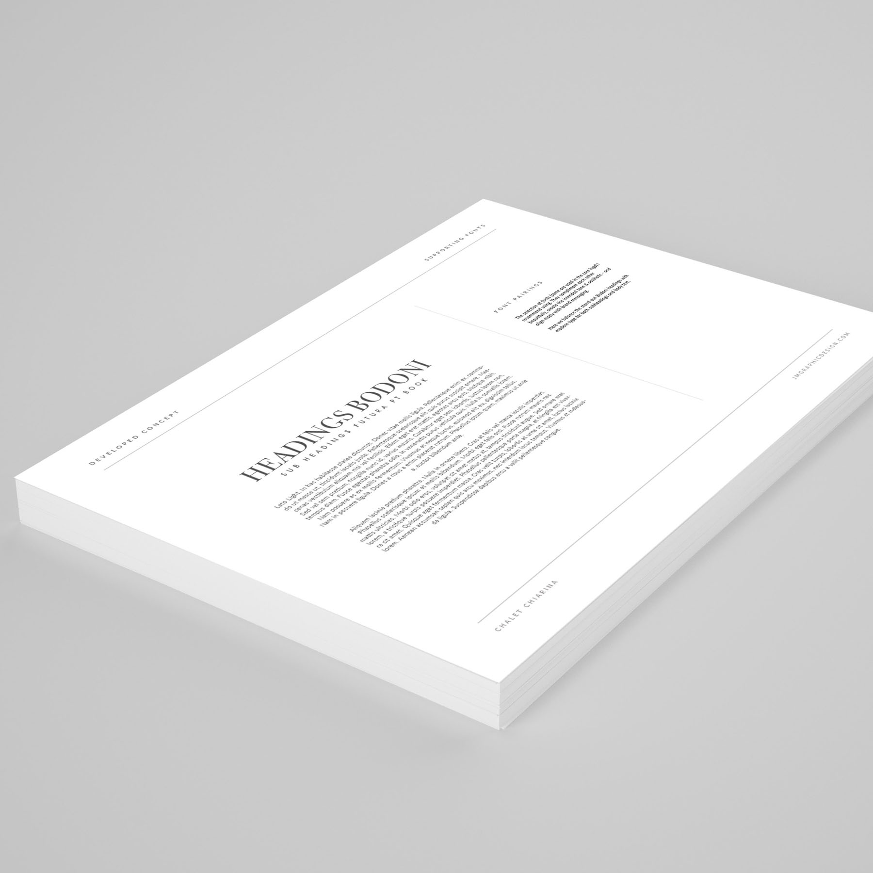 luxury chalet cervinia brand identity design - brand guidelines with fonts and type