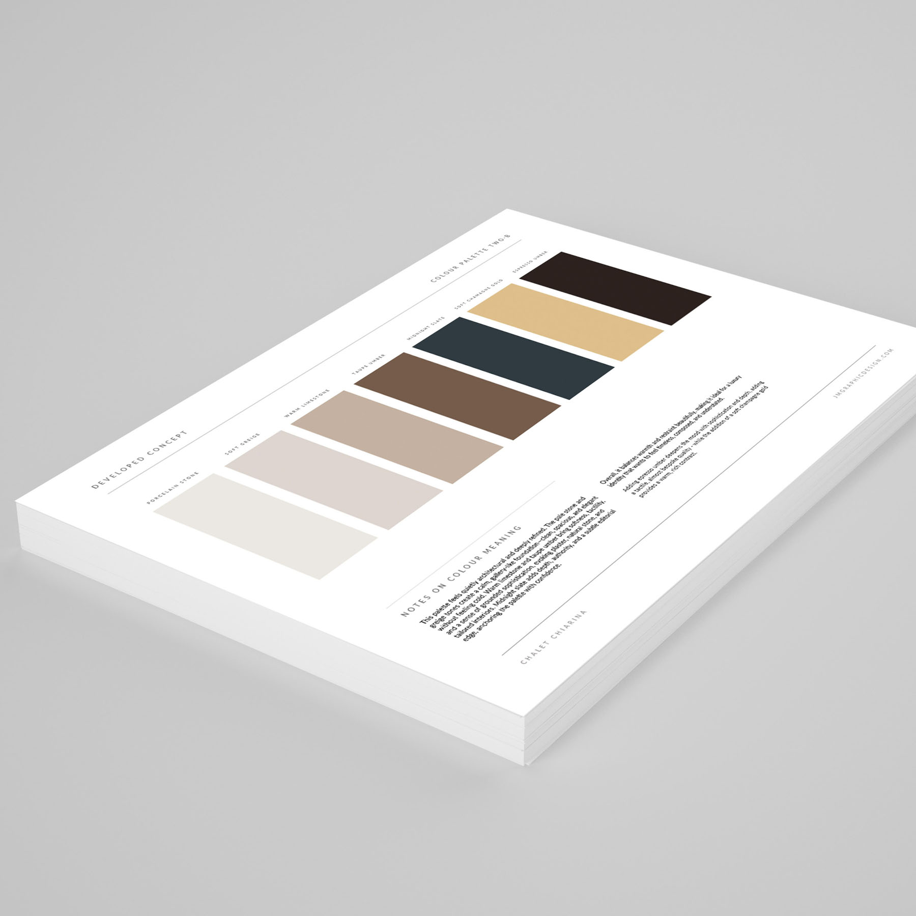 luxury chalet cervinia brand identity design - brand guidelines, colour palette page