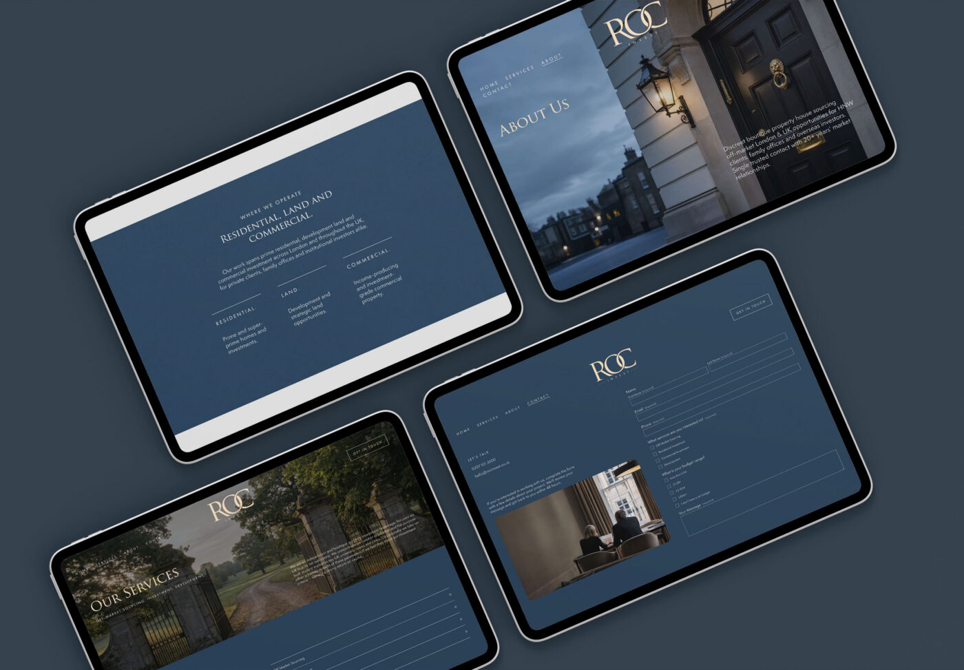ROC Invest website homepage design for a prime off-market property specialist