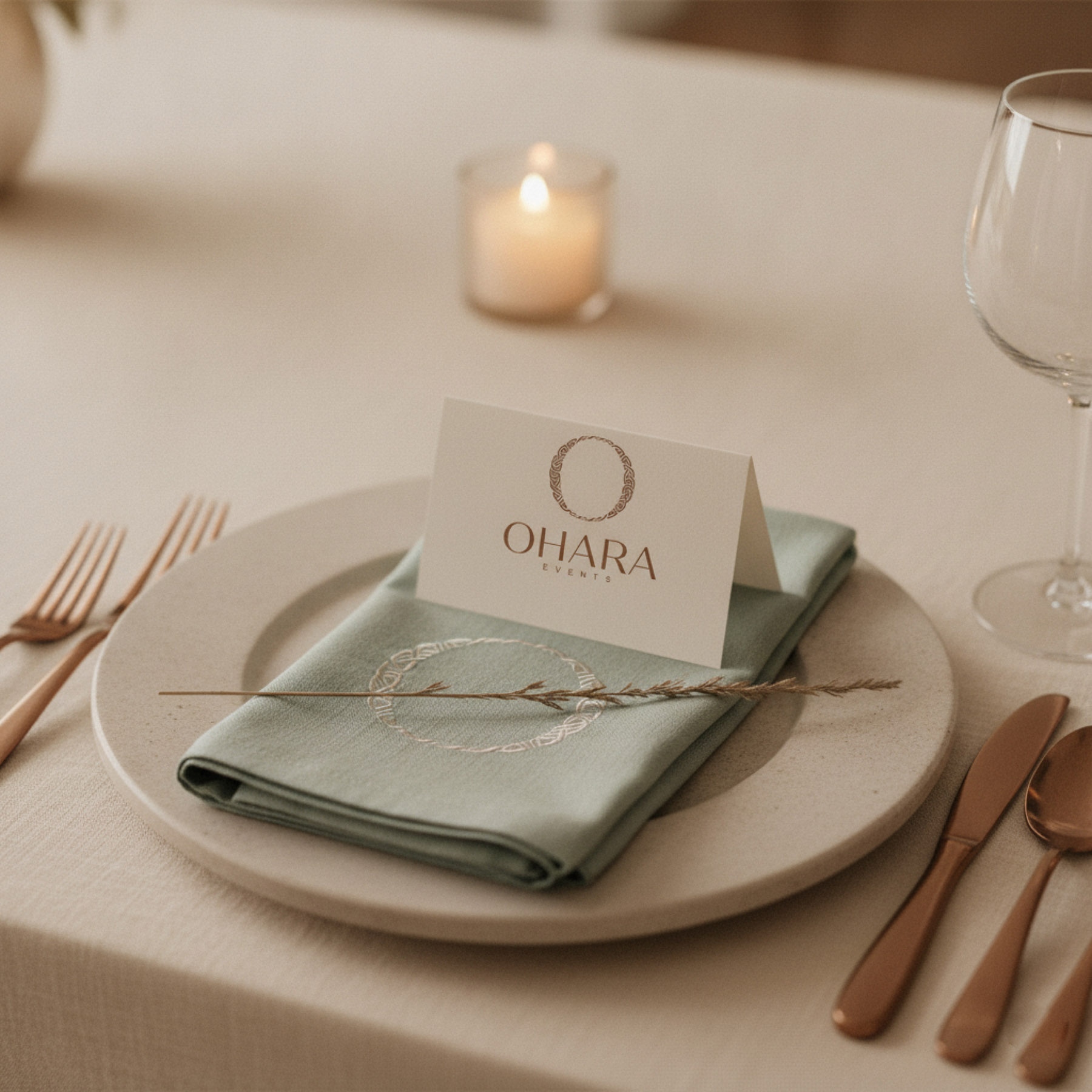 weddings place setting with luxury brand identity
