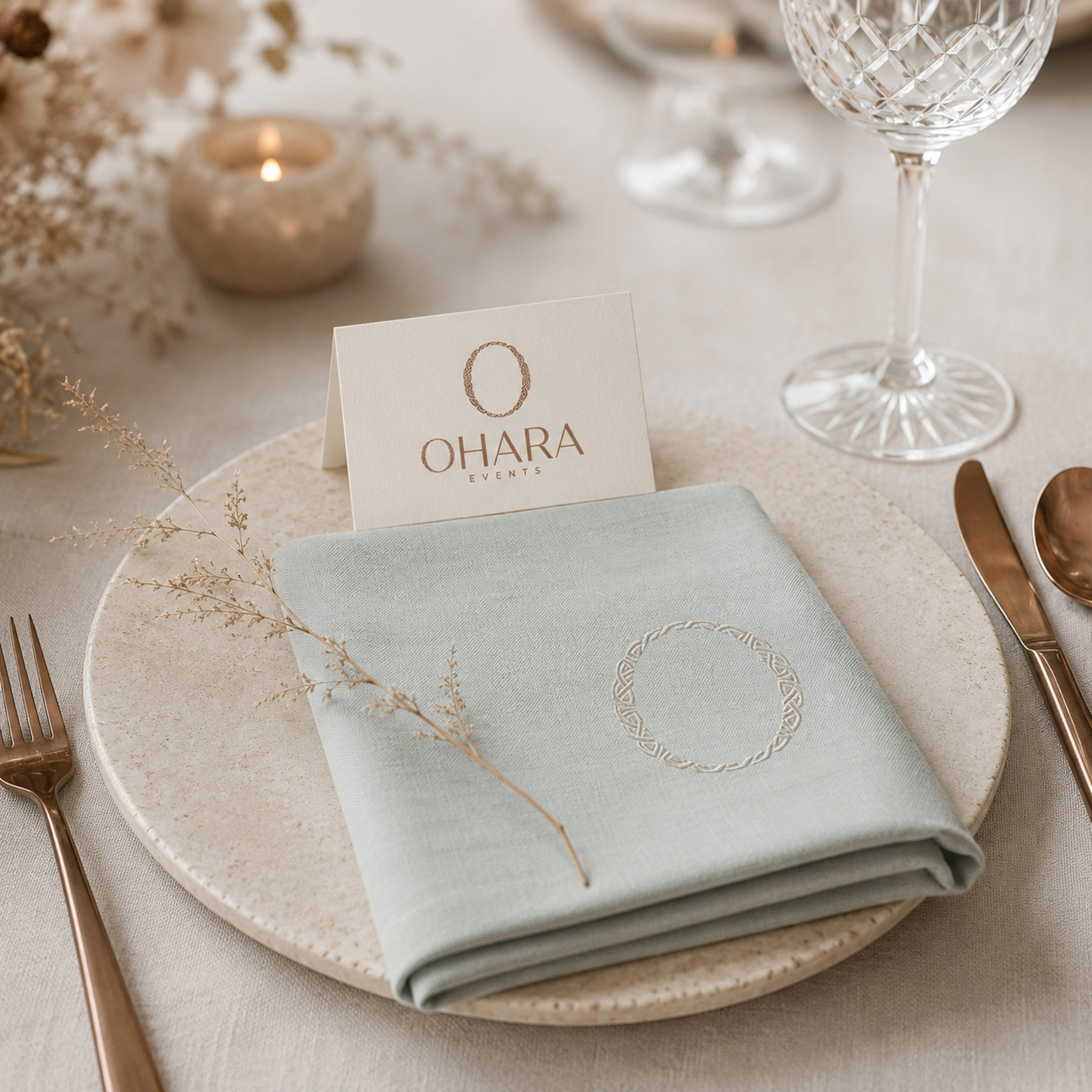 weddings place setting with luxury brand identity