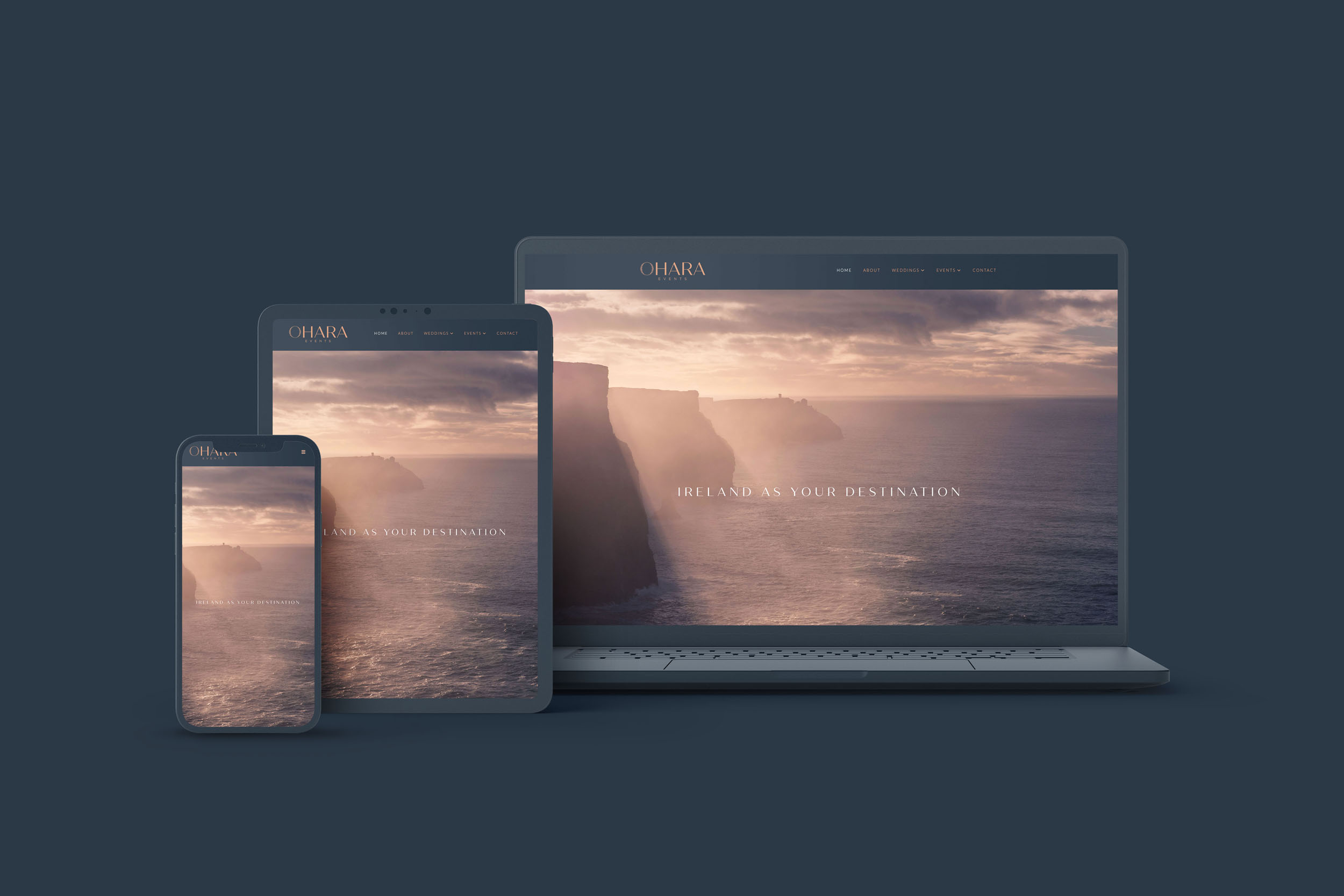 ohara events high end website design - comparision across devices