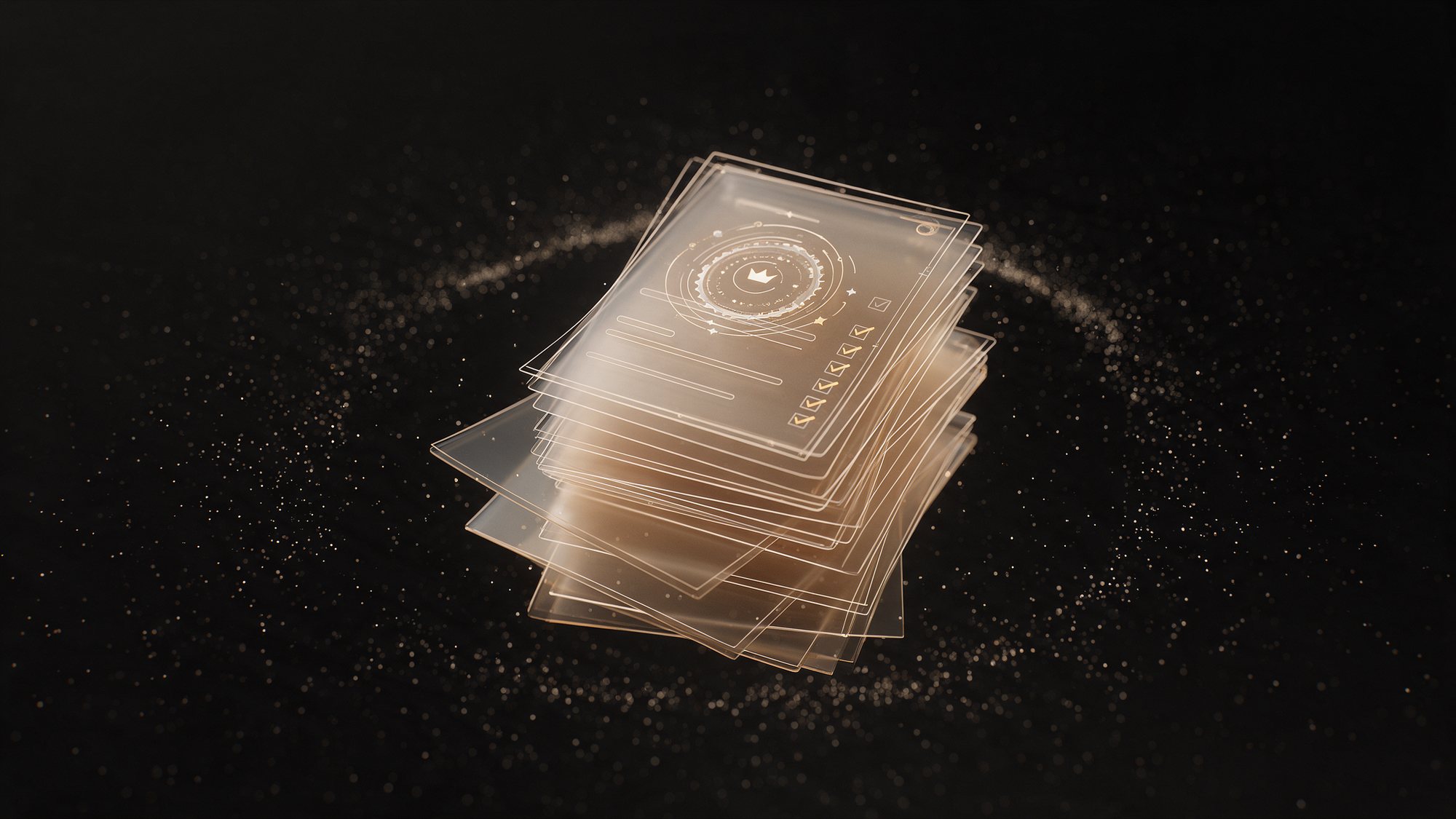 Gold glass application documents with an official seal and checklist, illustrating the trademark filing process